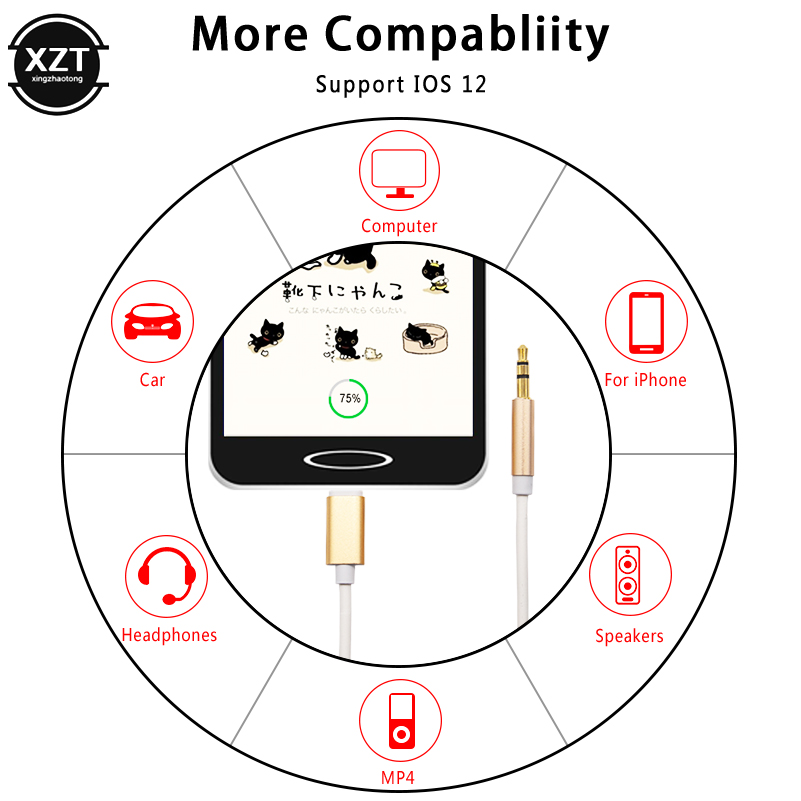 Für Blitz auf 3,5mm Buchse Auto-Audio-Kabel für iPhone 14 13 12 7 8 x Adapter Audio-Übertragung Stecker auf Stecker Aux-Kabel 1m Kopfhörer