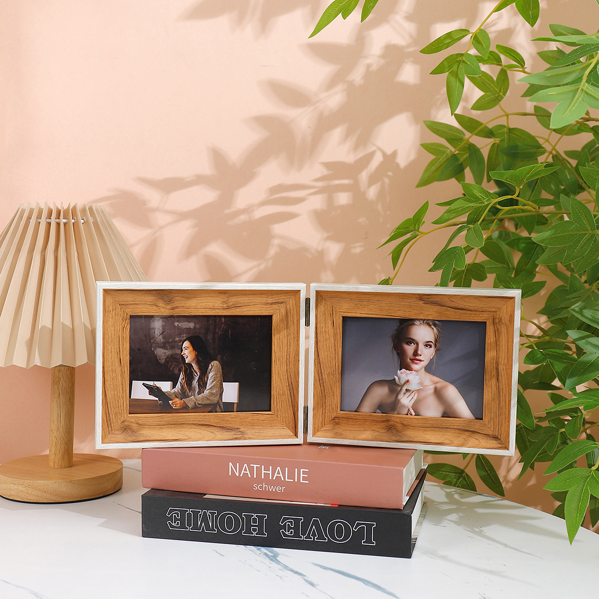 Cadre articulé pliant horizontal 1 pièce, affichage de bureau à domicile, pour l'art, affichage de photos, cadre en plastique, double cadre