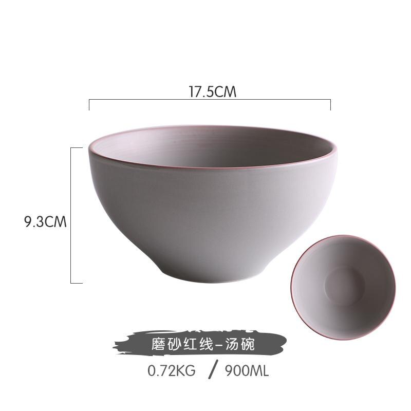 Japanese Ceramic Tableware Rice Bowl Soup Dish Fish Seasoning: Red soup bowl