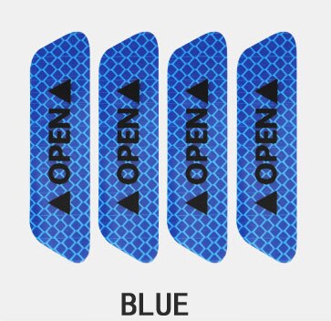 Car Sticker Stickers Car Reflective Sticker OPEN Reflective Tape Warning Mark Open Notice Accessories Car-styling Safety Mark: Blue 4pcs