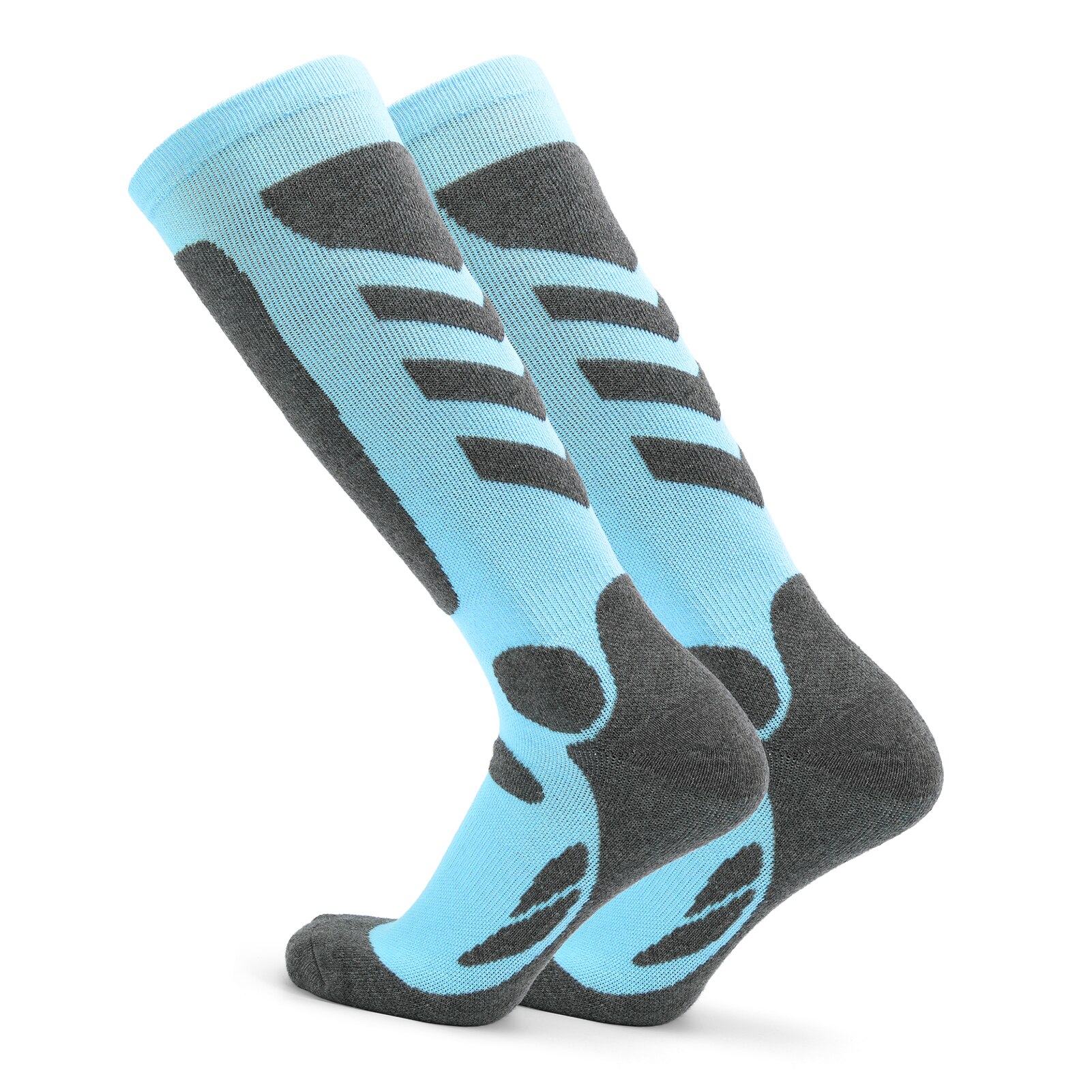 2 pares de meias esportivas femininas meias de esqui profissional malha grossa inverno atlético meias fitness respirável secagem rápida: 2 Pairs Light blue / M