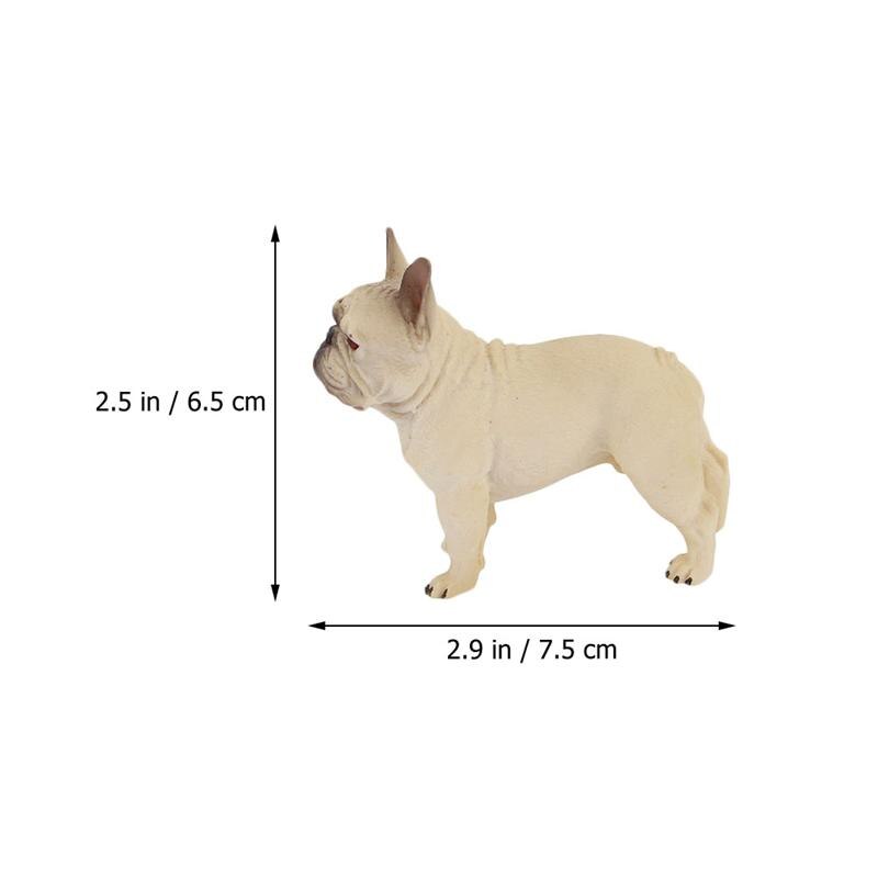 1pc Simulated Bulldog Model Lifelike Bulldog Toy Bonsai Decor (Light Yellow)