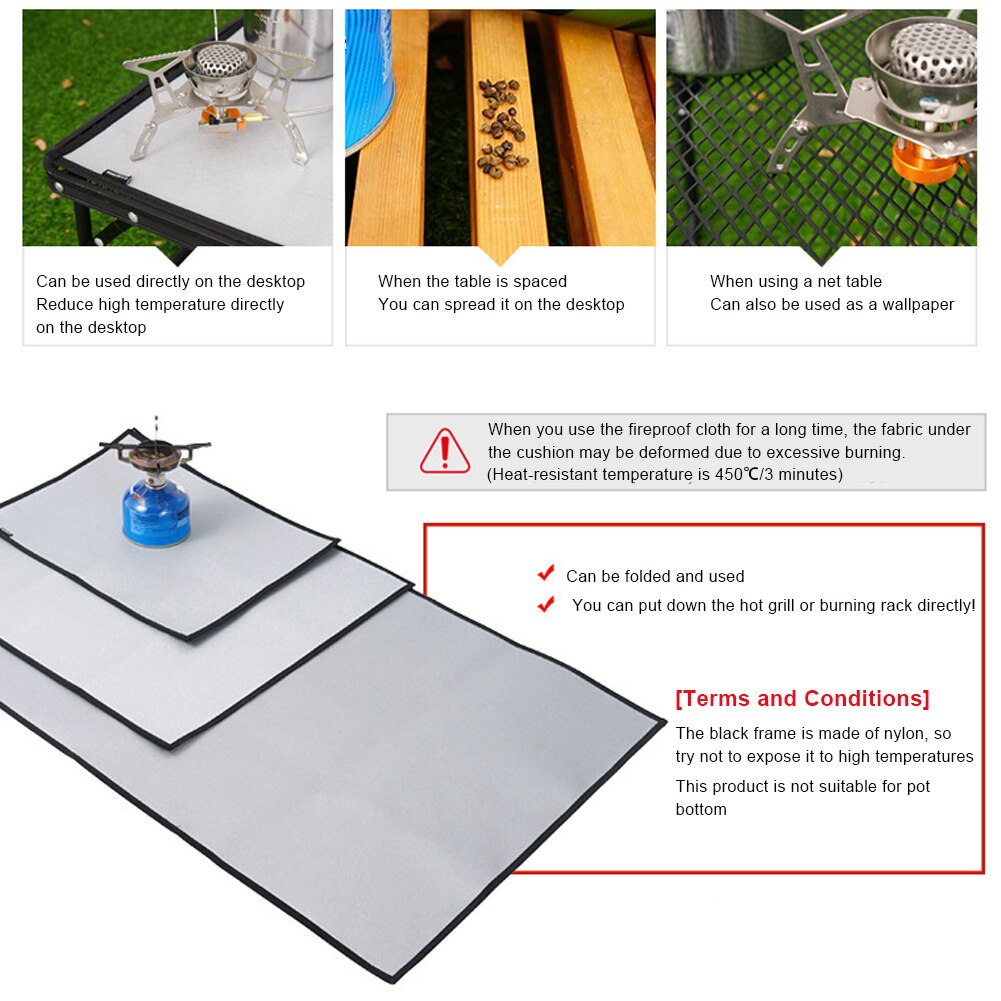 Fire Pit Pad Prevent Floor Deck Mat Camping Fireproof Grill Mat Blanket Heat Insulation Pad For Outdoors Picnic Barbecue BBQ