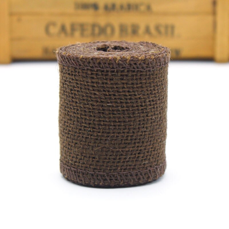2 metriä/rulla 60mm/ leveä värikäs luonnollinen vintage juutti säkkikangas nauha tee itse häät vyönauha kukkakauppa hääjuhla sisustus askartelu: K