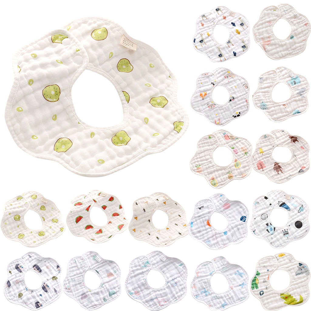 Cartoon Katoen Pasgeboren Baby Slabbetjes Soft 360 Graden Roterende Slabbetjes Speeksel Handdoek Overgooier Jaar Voor Kinderen Babador Bandana # Y