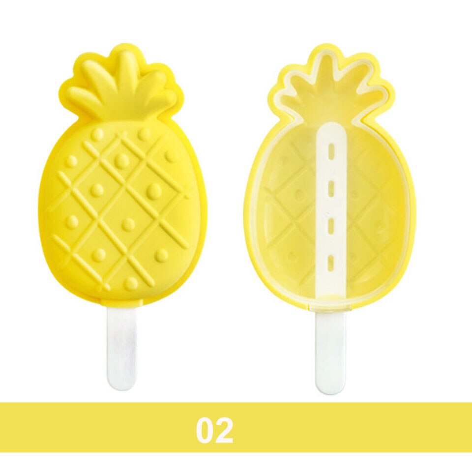 Strawberry Satermelon Popsicle Molds With Sticks Pineapple Drip-guards BPA-free Popsicle Molds Silicone Cartoon Ice Maker: Pineapple