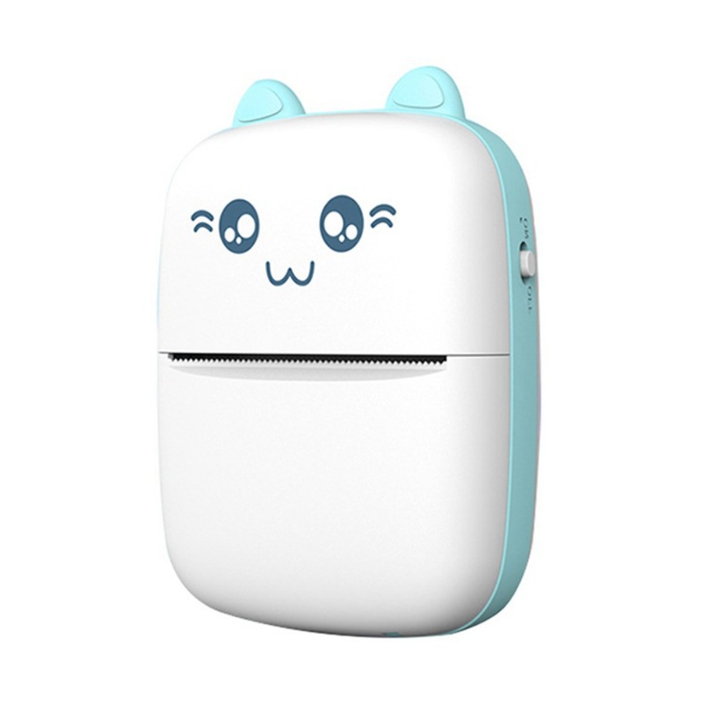 Portable Thermal Printer Lightweight Mini Wireless Bluetooth Printer Cat Shaped Pocket Thermal Label Printer Student: WHITE