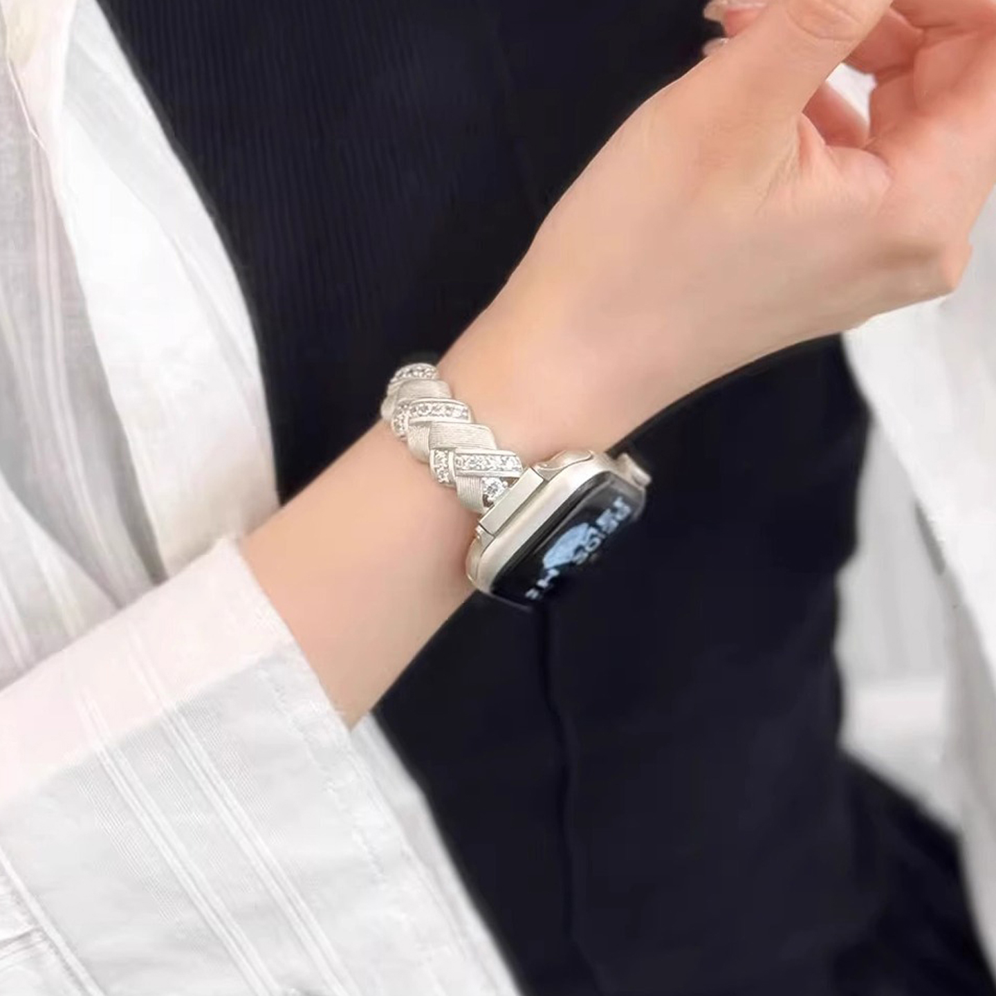 Bracelet en diamant pour montre Apple, en métal, pour iWatch série 10 9 8 7 SE Ultra 49mm 42mm 46mm 41mm 38mm 40mm 45mm
