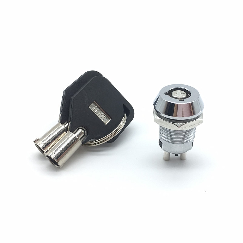 2pcs/lot 12mm Metal Key Switch 250V ON OFF Locking Switch Electrical Key Rotary Switch with 2 Keys 2 Position