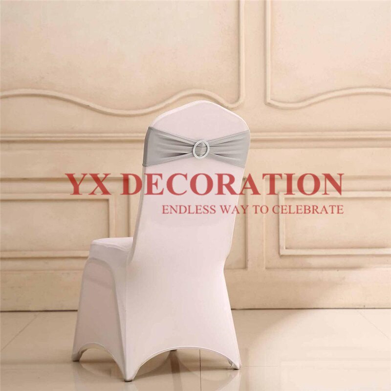 Ceinture de chaise en Lycra | Bande Spandex bon marché, adaptée à la housse de chaise, décoration de Banquet et de mariage: silver