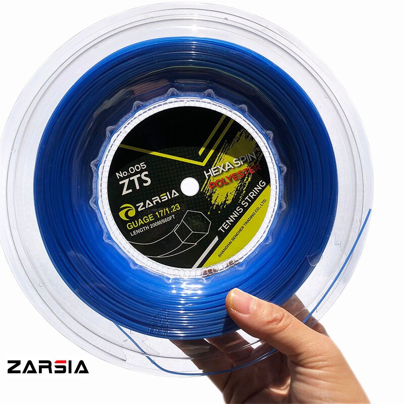 1 Reel 200M Echt Zarsia Hexagon Tennis String Reel Tennis String, Gemaakt In Taiwan, hex Spin Polyester Snaren: Blauw