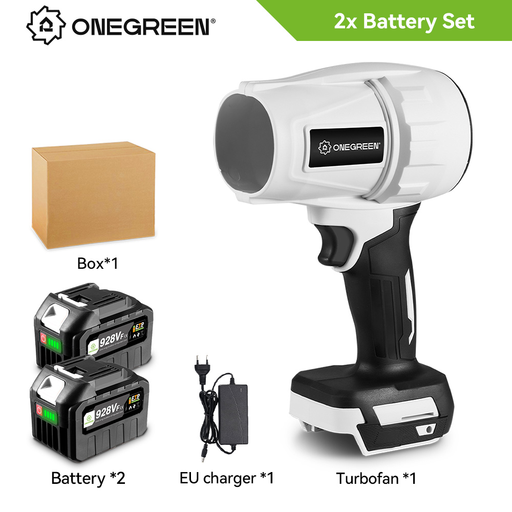 ONEGREEN 2000 W elektrischer Turbogebläse, Strahlventilator, 200 m/s, Handluftgebläse, heftiges Blaswerkzeug für 21 V 18 V Batterie