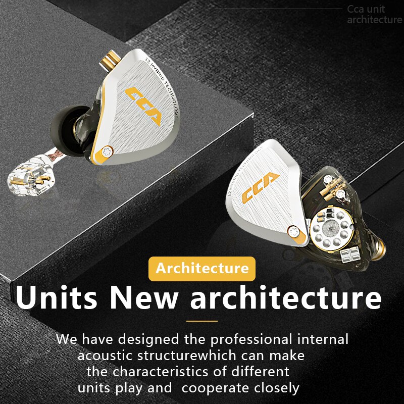 CCA C12 5BA+1DD Hybrid Hanging In Ear Headset 12 Drivers Unit HIFI DJ Monitor Earphone Earbuds Noise Cancelling Wired Gamer PC