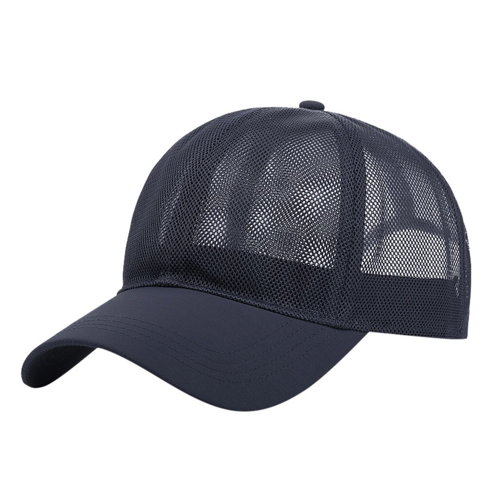 Outdoor Zomer Mesh Ademend Sport Cap Verstelbare Eenvoudige Casual Zonnehoed Unisex Effen Kleur Baseball Cap # P30: Marineblauw