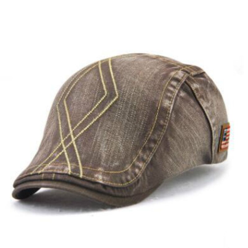 Boina Lisa para hombre, sombrero de estilo newsboy, gorra plana de mezclilla, Gorra lisa vintage con visera para hombre, casquete de otoño, triangulación de: coffee
