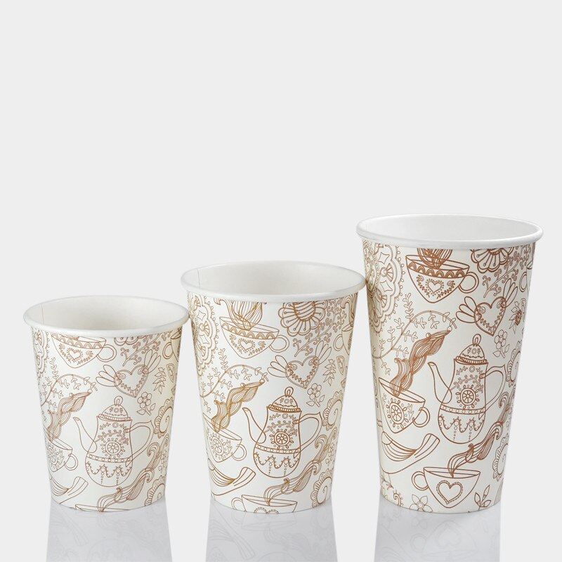 50pcs disposable coffee cup 8oz 12oz 16oz afternoon tea cold drink takeaway packaging cup with lid