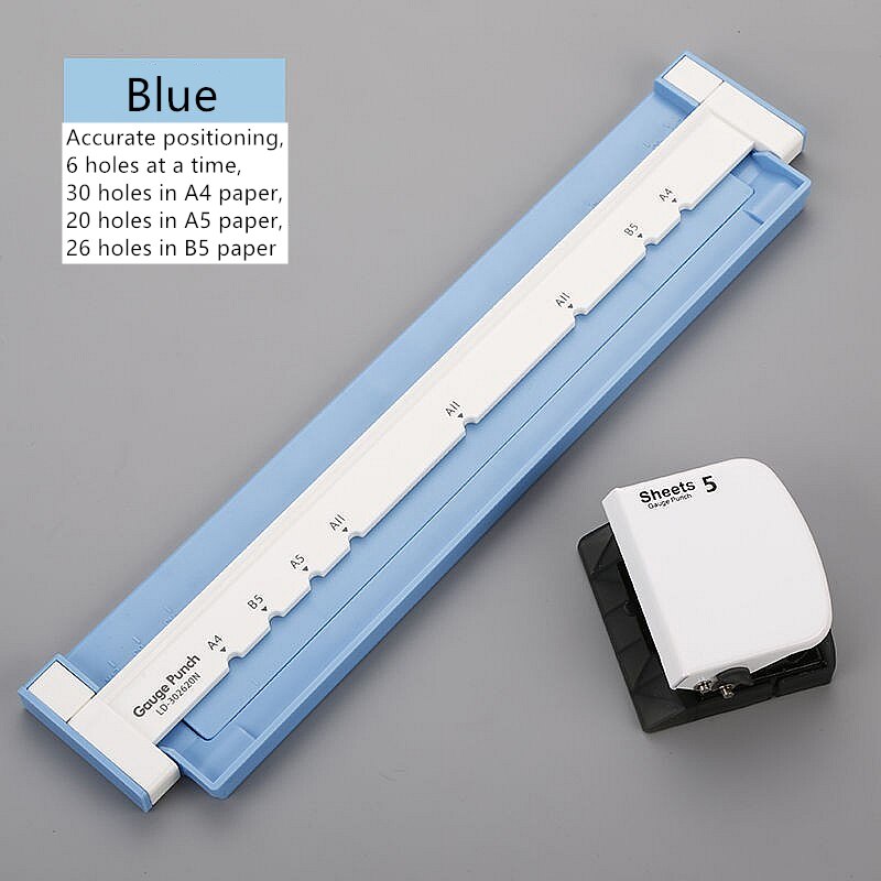 Multifunctional A4 paper 30 hole puncher / B5 26 hole / A5 20 hole puncher/ hole punch DIY Loose Leaf Paper Hole Puncher: Blue