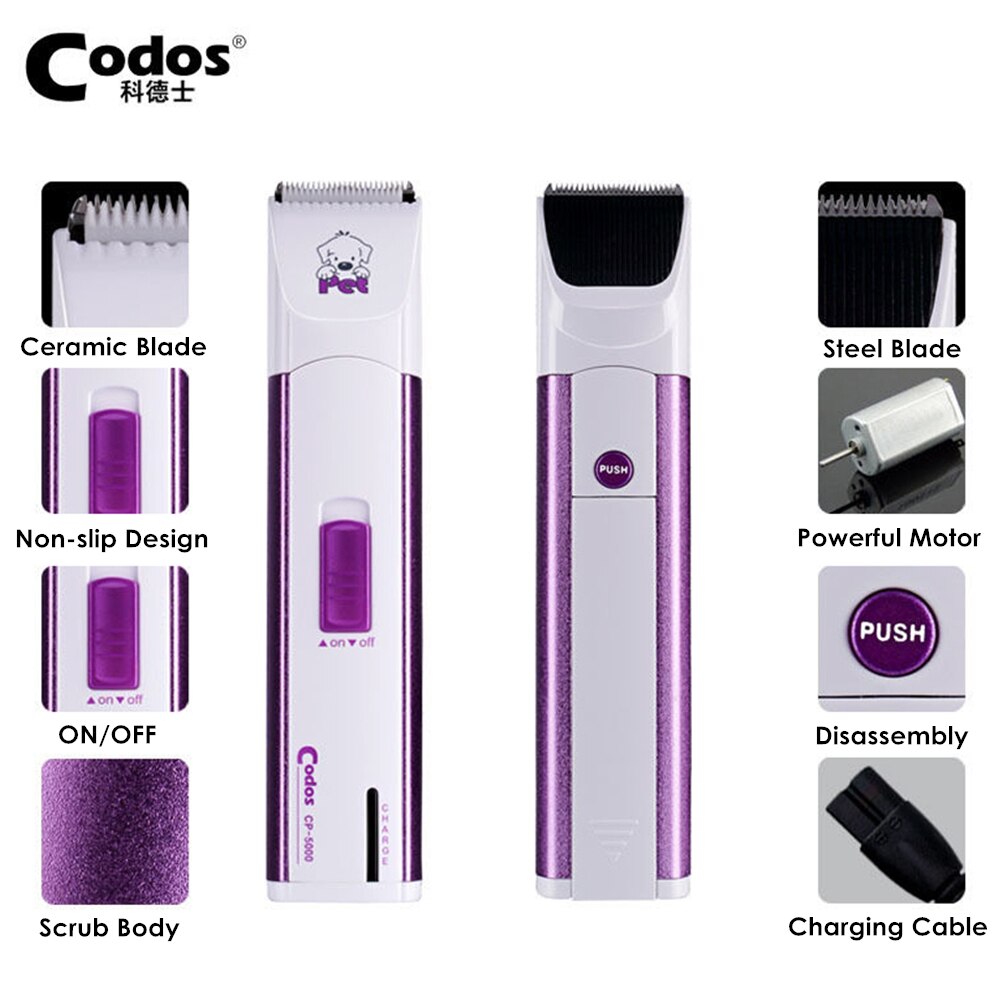 Codos CP-5000 Electric Pet Shaver Dog Part Trimmer Rechargeable Cat Face Ears Foot Clipper Grooming Haircut Machine