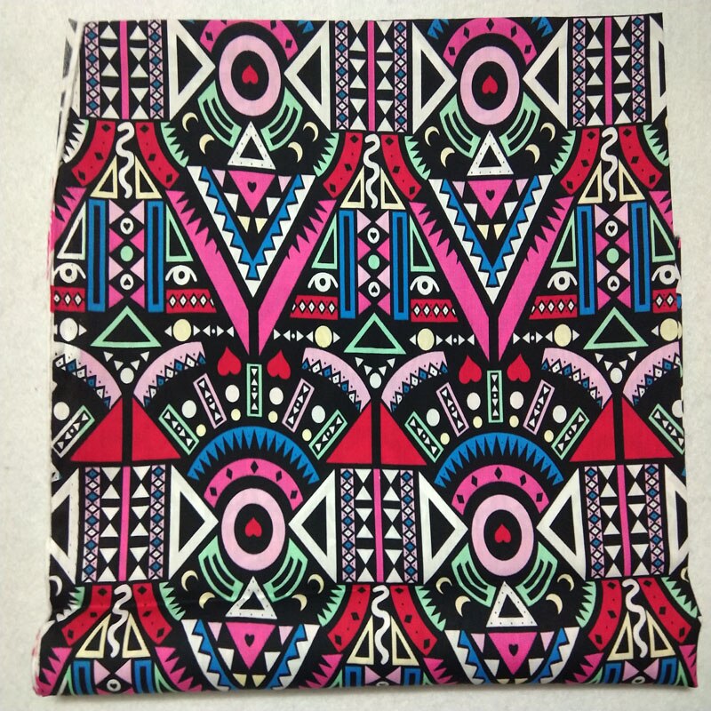 Brand Vintage African Style Abstract Totem Printed 100% Cotton Poplin Fabric 50x140cm Africa Fabric Patchwork Cloth Dress Ti: red