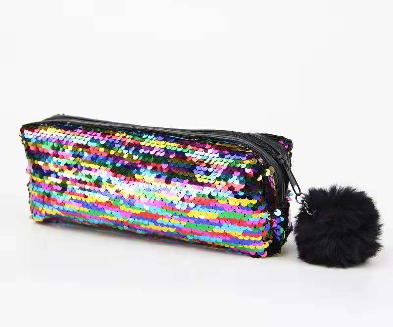 Estuche de lápices de lentejuelas Reversible para niñas y niños, material escolar súper grande, papelería escolar, , caja de lápices estuche: Rainbow