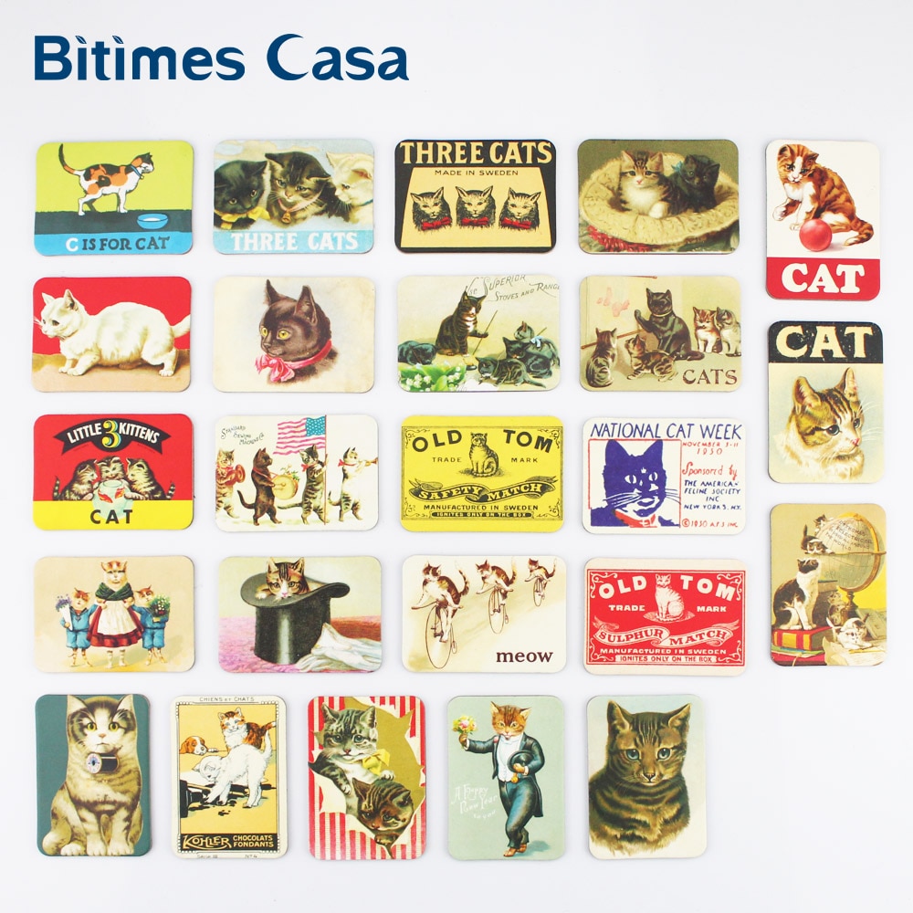 Bitimes 24 stks Leuke Kat Koelkast Magneten Set Home Decoratie Dier Katten Ontwerpen Magnetische Stickers Reizen Souvenir