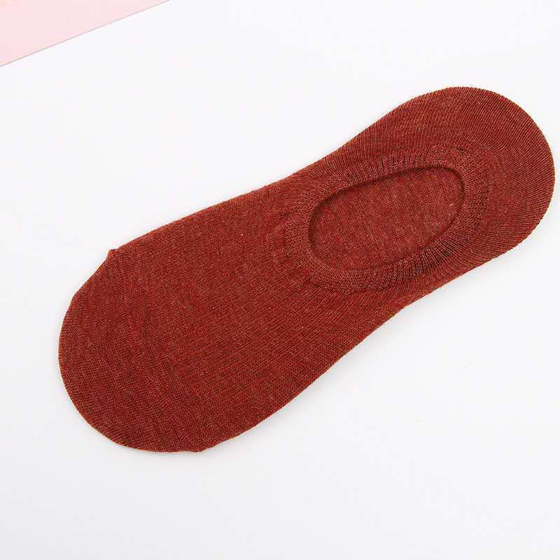 HUAYA Summer Women No Show Socks Invisible Cotton Double Cylinder Casual Non-slip Short Boats Socks Ankle Femmes Ladies Low Cut: caramel