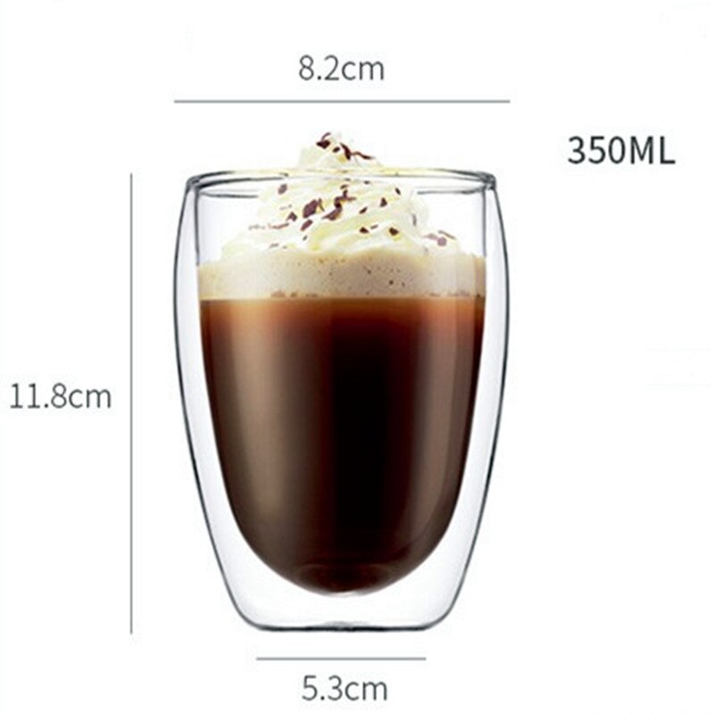 Kubek szklany w kształcie serca z podwójnymi ściankami, odporny na działanie wody, kubek robić herbaty kungfu, kubek robić mleka i soku z cytryny, kubek robić picia, kubek robić kawy dla miłośników: H 350ml