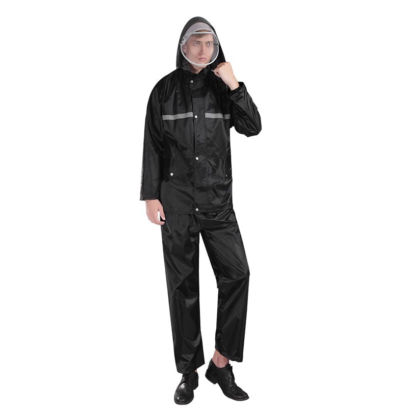 black raincoat split suit reflective stripe rain pants adult rain coat bicycle electric motorcycle waterproof rainwear DW208: XXXL