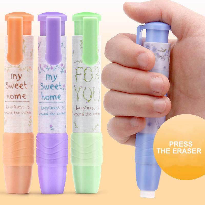 Goma de borrar retráctil con clic, lápiz papelería creativa, palo de golf de goma, gomas de borrar Escuela, suministros para niños