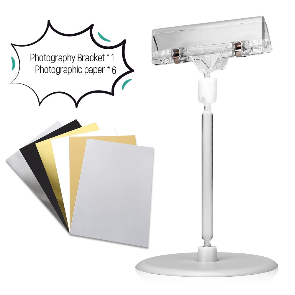 Photography A4 Background Cardboard Golden Black Silver Reflector Absorb Light Thick Reflective Paper Cardboard Small Bracket: Bracket and Paper