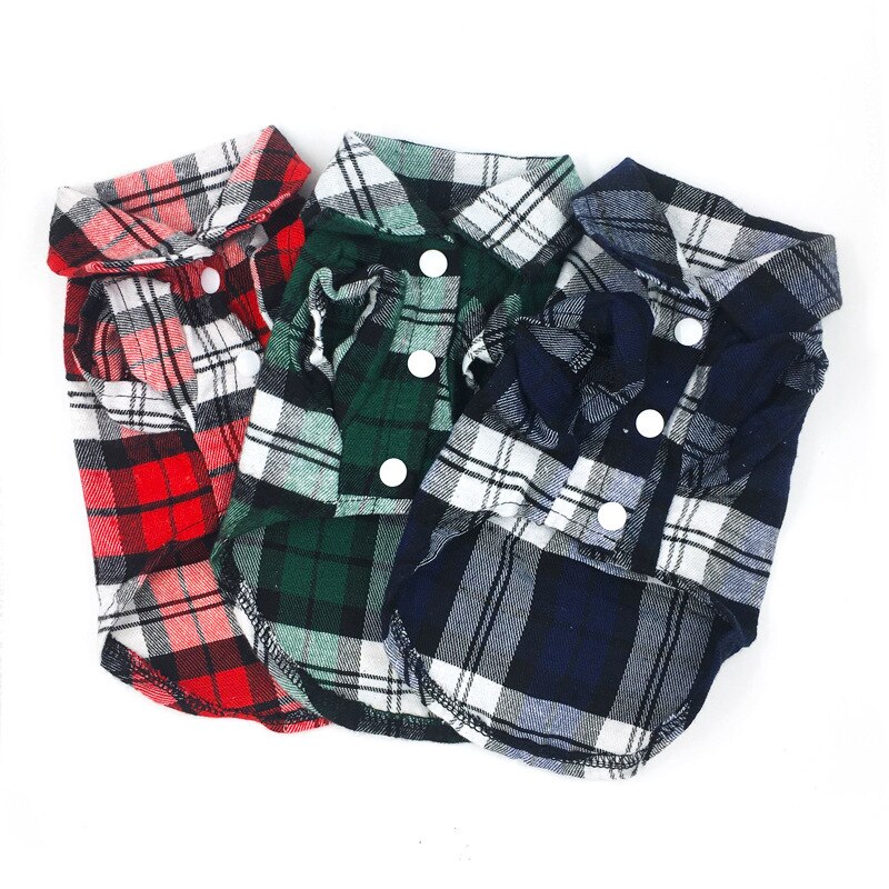 Kæledyrsskjorte sommertrykt hundeskjorte i engelsk stil kortærmet åndbar alsidig hund cool skjorte plaid kæledyrstøj