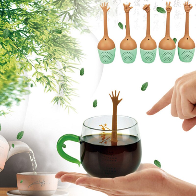 Grappig handgebaar in de vorm van een thee-ei, siliconen theezeefje, losse kruiden, kruidenhouder, theezetgereedschap voor theekopje, theepot