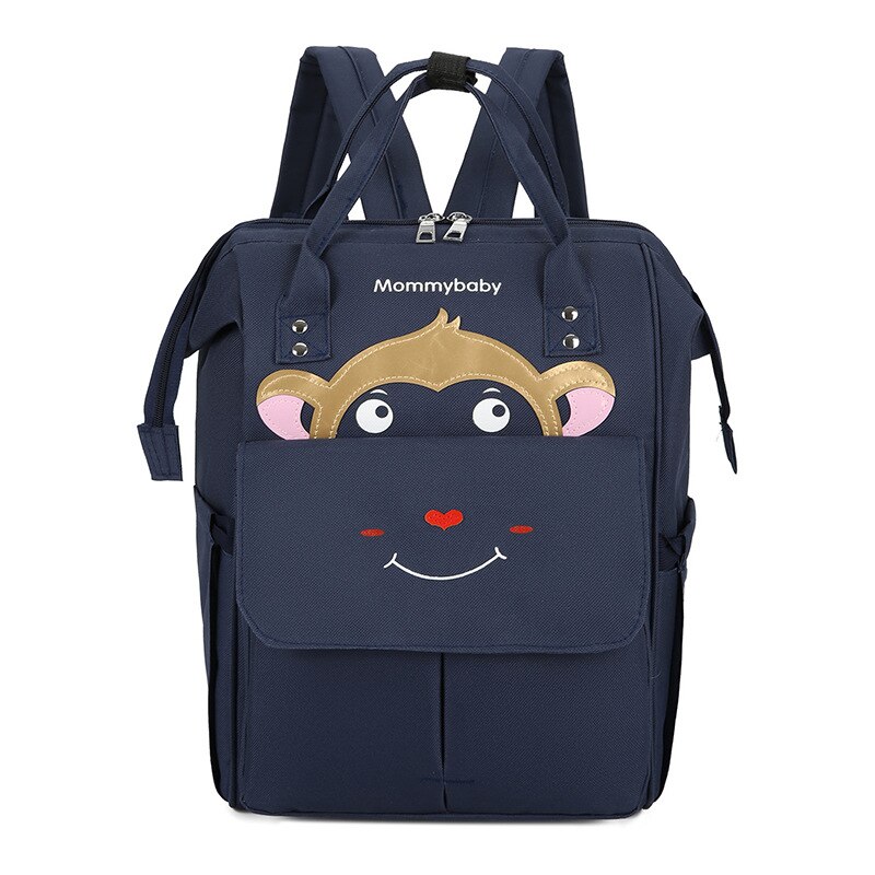 Grand sac à dos d'allaitement réglable grande capacité-Style travail sac de maman dessin animé sac de mère sac à couches multifonctionnel: Dark Blue Little Monkey