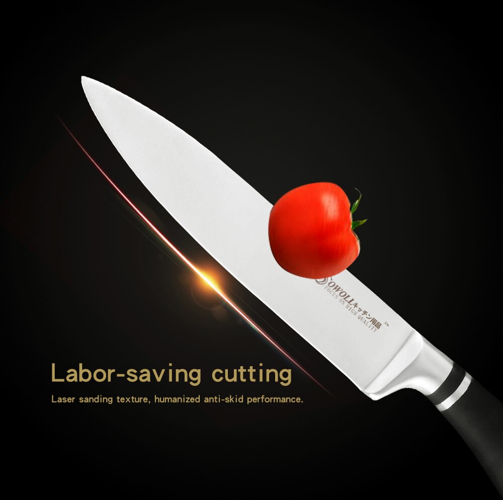 Sowoll 6 stk køkkenknive sæt godt økonomisk rustfrit stål knivsæt kokkebrød udskæring santoku brugsfrugtkniv