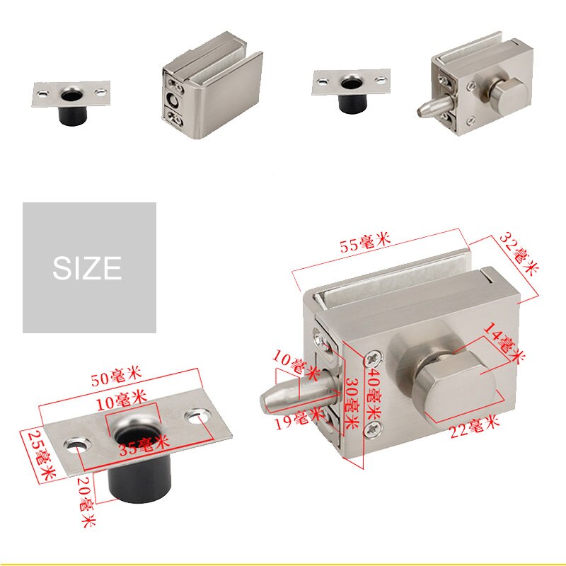 , Glas Türschlösser Schloss/bolzen, 8-12mm glas, kein bohren, für Schlecht Doppel/einzelglastür, rahmenlose glastür