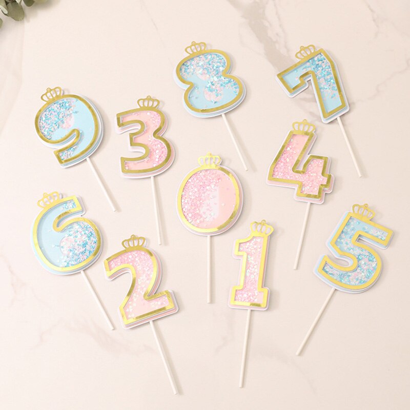 Glitter Cake Decoration Insert Sequins Paper Cake Toppers Happy Birthday Baby Shower Wedding Anniversary Party Cupcake Decor