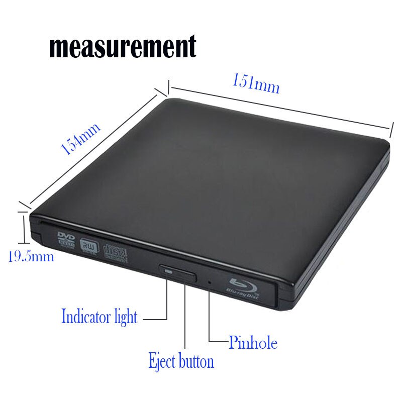External Bluray Drive Usb 3.0 Optical Drive Bd-Rw Burner Writer Portatil External Blu Ray Player Cd/Dvd Rw For Pc/Laptop/Apple