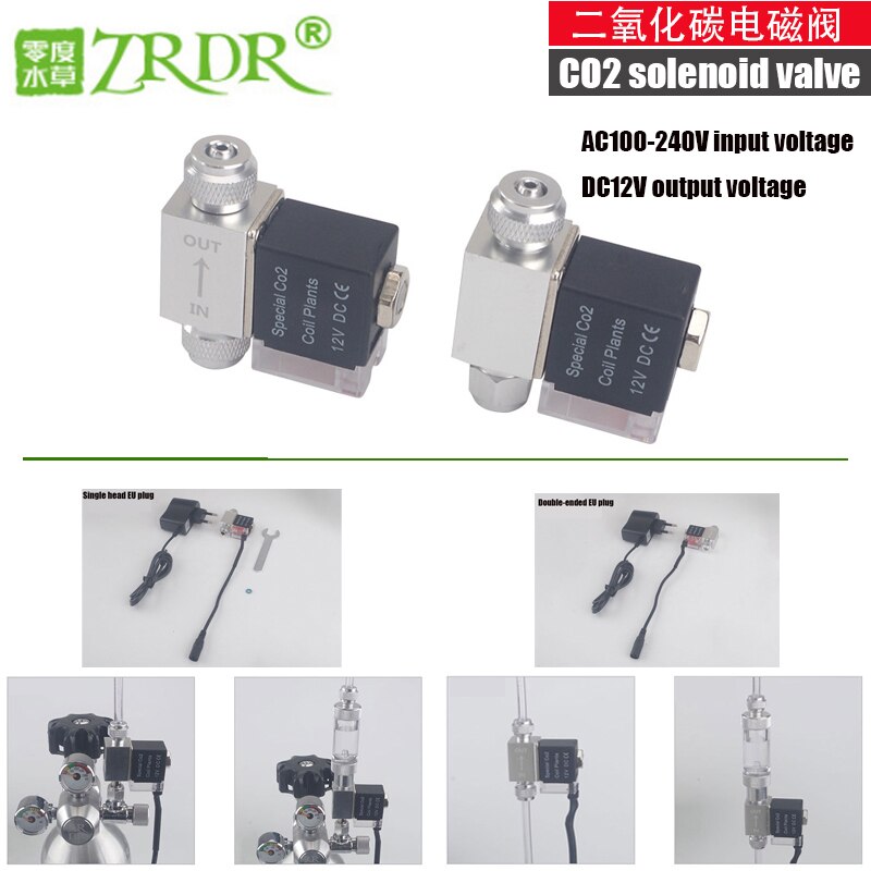 aquarium CO2 solenoid valve AC100-240V input voltage single head double head solenoid valve Universal EditionDC12V