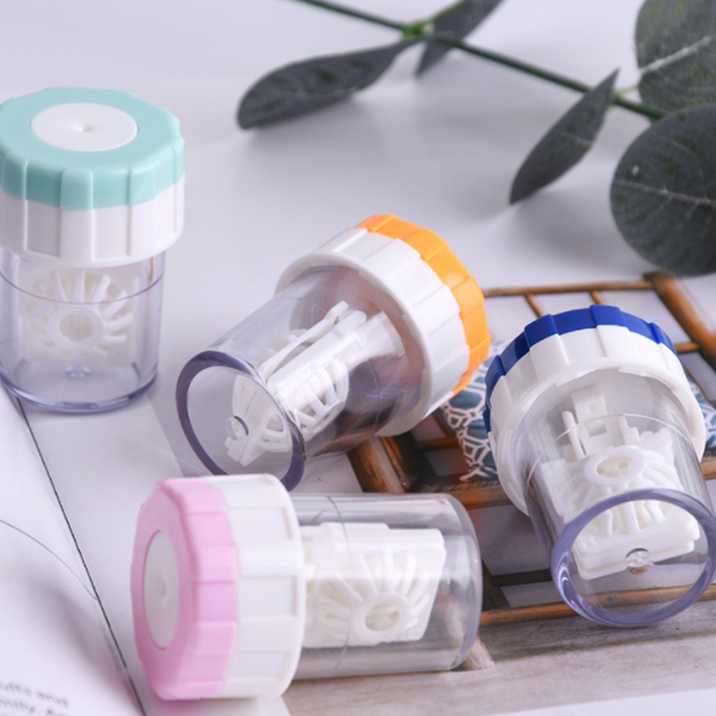 Small Contact Lens Cleaner Portable Manual Rotation Stealth Glasses Box Manual Cleaning Glasses Contact Lens Cleaner