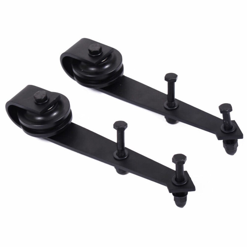 2pcs Sliding Barn Door Tracks Hardware Carbon Steel Rail Wall Mount Kit Set Home