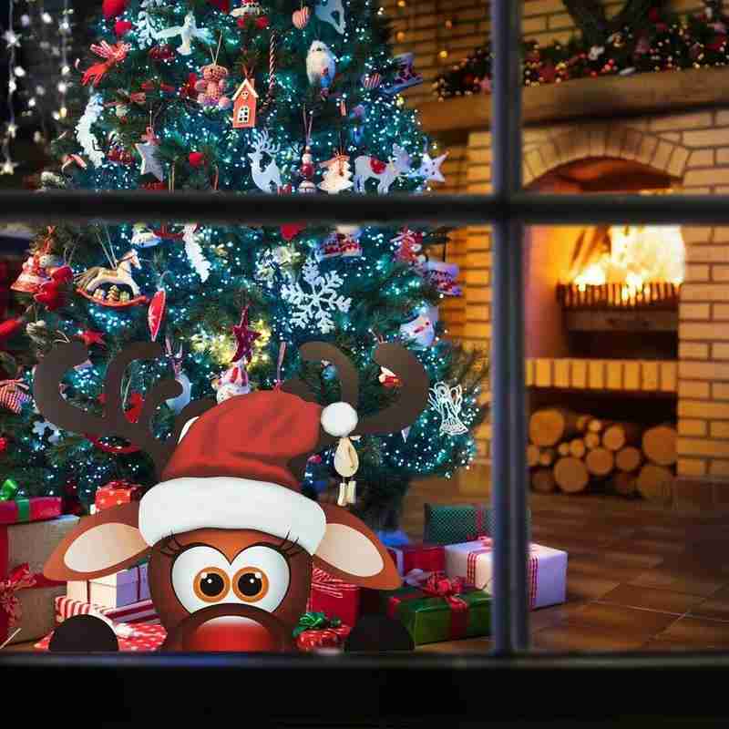 God jul klistermærke jul rensdyr vindue klistermærke børns vægdekoration år dekoration