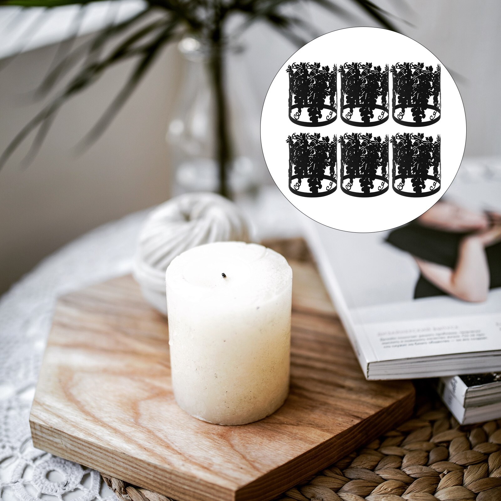 50pcs Candle Wraps Decorative Light Shades Black Cylindrical Lamp Enclosures: Black