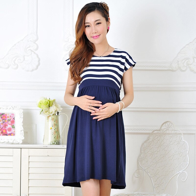 Women Maternity Clothing Casual Maternity Dress Cotton Maternity Clothes Plus Size Ledies Stripe Pregnant Dresses Vestido