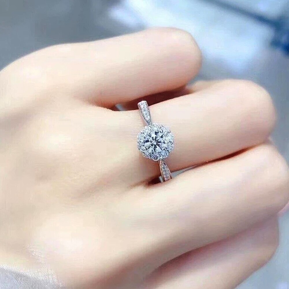 Huitan Dainty Bloemvormige Zirconia Ringen Voor Vrouwen Engagement Wedding Party Luxe Ring Vrouwelijke Sieraden