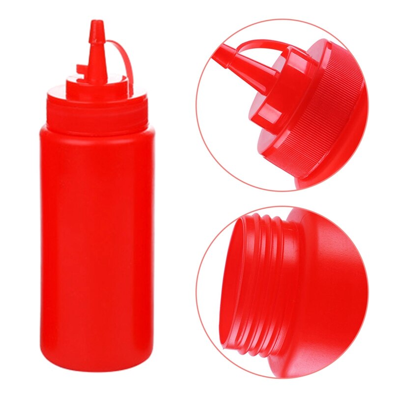 Squeeze Sauce Bottle Plastic Leak-proof Salad Squeeze Bottle Pointed Seasoning Bottle Dispenser Bottle Ketchup Sauce Bottle