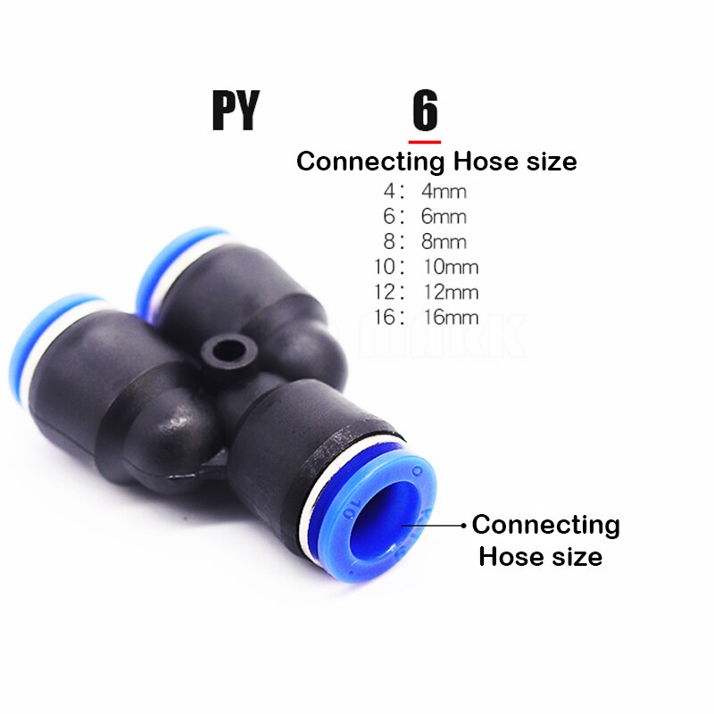 4-10PCS Pneumatic Fittings PY4 PY6 PY8 PY10 PY12 PY14 PY16 Air Piping Y Adapters One Touch Quick Release Fitting Connector