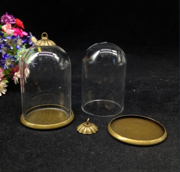 20 stk 38*25mm klokkeglas form bronze forgyldt glas globus klassisk bundhætte sæt glas hætteglas vedhæng håndlavet tom krystal fund: Bronze stor kasket