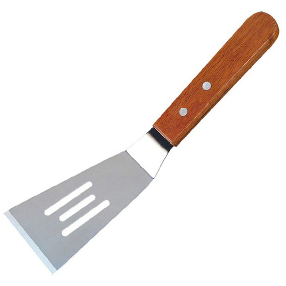 Espátula de acero inoxidable para cocina japonesa, pala con mango de madera, 2 piezas, para restaurante