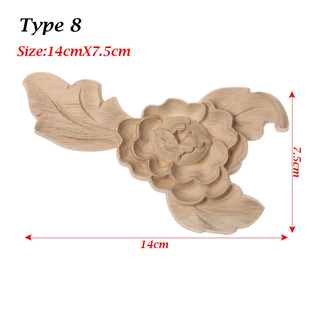 1 PC Ecke Appliques Holzschnitzerei Rose Blume Unlackiert Blumen- Geschnitzte Holz Handwerk Möbel Ornament DIY Hause Dekoration: 10