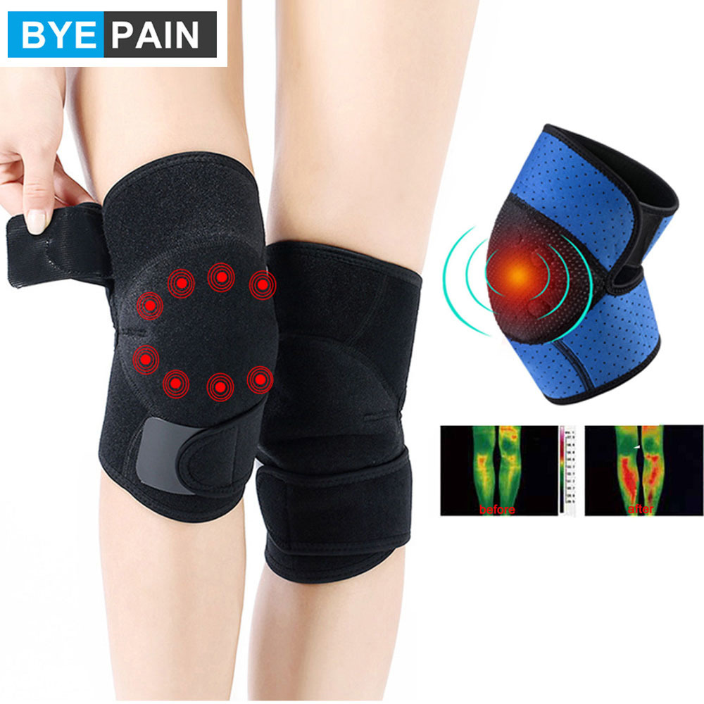 1 Paar Byepain Verstelbare Toermalijn Zelf Verwarming Kniebrace Sleeve, Magnetische Therapie Knie Pad Ondersteuning Patella Stabilisator
